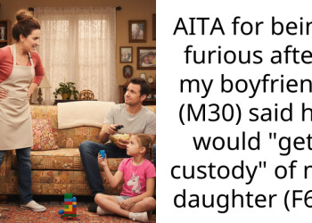 AITA for being furious after my boyfriend (M30) said he would “get custody” of my daughter (F6)?