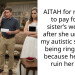 AITAH for refusing to pay for my sister’s wedding after she uninvited my autistic son from being ring bearer because he ‘might ruin her day’?