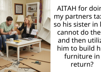 AITAH for doing my partners taxes so his sister in law cannot do them and then utilize him to build her furniture in return?