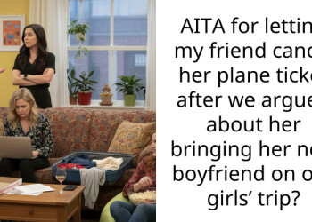 AITA for letting my friend cancel her plane ticket after we argued about her bringing her new boyfriend on our girls’ trip?