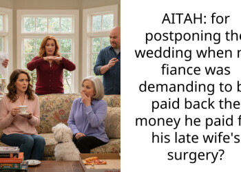 AITAH: for postponing the wedding when my fiance was demanding to be paid back the money he paid for his late wife’s surgery?