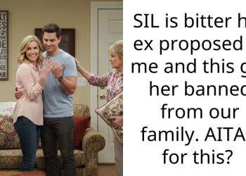 SIL is bitter her ex proposed to me and this got her banned from our family. AITAH for this?