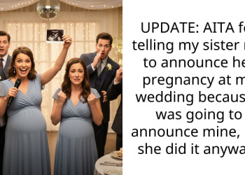 UPDATE: AITA for telling my sister not to announce her pregnancy at my wedding because I was going to announce mine, but she did it anyway?