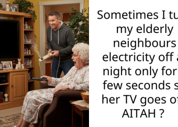 Sometimes I turn my elderly neighbours electricity off at night only for a few seconds so her TV goes off, AITAH ?