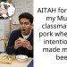 AITAH for letting my Muslim cla*smate eat pork when they intentionally made me eat beef