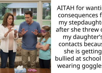 AITAH for wanting consequences for my stepdaughter after she threw out my daughter’s contacts because she is getting bullied at school for wearing goggles?