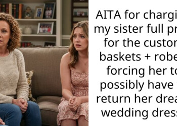 AITA for charging my sister full price for the custom baskets + robes, forcing her to possibly have to return her dream wedding dress?