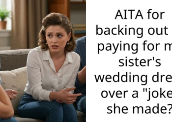 Generous Sister Rescinds Her Offer To Pay For Sibling’s $7k Wedding Gown When The Bride-To-Be “Joked” About Her Cheating Runaway Groom