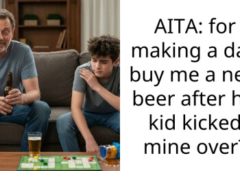 AITA: for making a dad buy me a new beer after his kid kicked mine over?