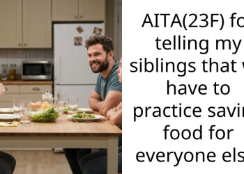 AITA(23F) for telling my siblings that we have to practice saving food for everyone else.