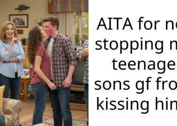 AITA for not stopping my teenage sons gf from kissing him?