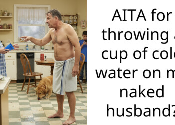 AITA for throwing a cup of cold water on my n**ed husband?