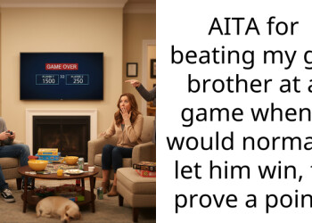 AITA for beating my gfs brother at a game when I would normally let him win, to prove a point?