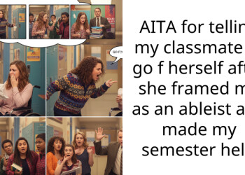 AITA for telling my cla*smate to go f herself after she framed me as an ableist and made my semester hell?