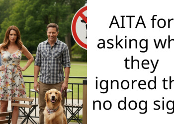 Karen Plays Victim After Ignoring The Clear “No Dog” Sign