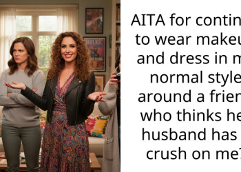AITA for continue to wear makeup and dress in my normal style around a friend who thinks her husband has a crush on me?