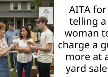 AITA for telling a woman to charge a guy more at a yard sale.