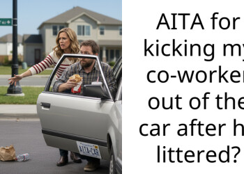 AITA for kicking my co-worker out of the car after he littered?
