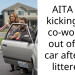 AITA for kicking my co-worker out of the car after he littered?