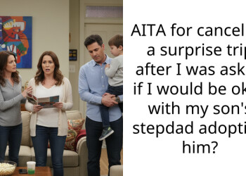 AITA for canceling a surprise trip after I was asked if I would be okay with my son’s stepdad adopting him?
