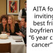 AITA for not inviting my best friends boyfriend to a “6 year clear of cancer” meal