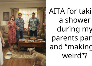 AITA for taking a shower during my parents party and “making it weird”?