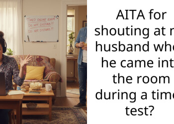 AITA for shouting at my husband when he came into the room during a timed test?