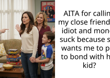 AITA for calling my close friend an idiot and money suck because she wants me to pay to bond with her kid?