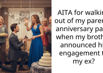 AITA for walking out of my parents’ anniversary party when my brother announced his engagement to my ex?