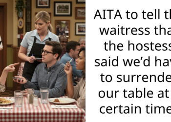 AITA to tell the waitress that the hostess said we’d have to surrender our table at a certain time?