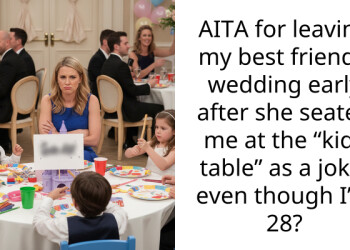 AITA for leaving my best friend’s wedding early after she seated me at the “kids table” as a joke, even though I’m 28?