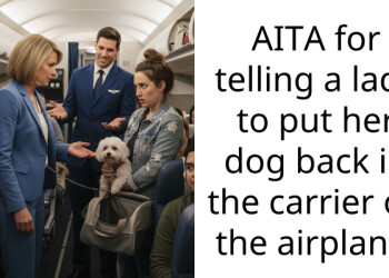 AITA for telling a lady to put her dog back in the carrier on the airplane.