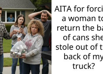AITA for forcing a woman to return the bag of cans she stole out of the back of my truck?