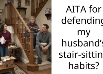 AITA for defending my husband’s stair-sitting habits?