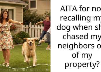AITA for not recalling my dog when she chased my neighbors off of my property?