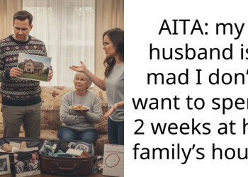 AITA: my husband is mad I don’t want to spend 2 weeks at his family’s house