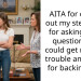 AITA for calling out my stepsister for asking me a question that could get me into trouble and mom for backing her?