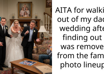 AITA for walking out of my dad’s wedding after finding out I was removed from the family photo lineup?