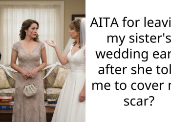 AITA for leaving my sister’s wedding early after she told me to cover my scar?