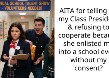 AITA for telling off my Cla*s President & refusing to cooperate because she enlisted me into a school event without my consent?