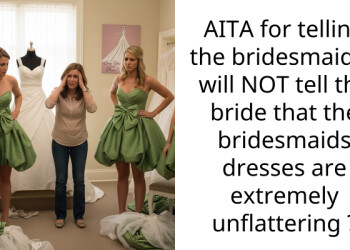 AITA for telling the bridesmaids I will NOT tell the bride that the bridesmaids dresses are extremely unflattering ?