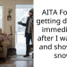 AITA For not getting dressed immediately after I wake up and shoveling snow