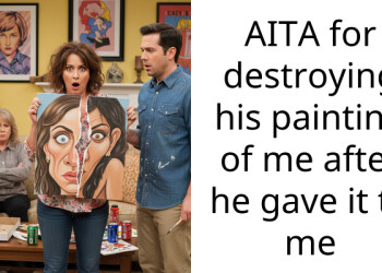 AITA for destroying his painting of me after he gave it to me