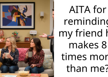 AITA for reminding my friend he makes 8 times more than me?