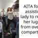AITA for not a*sisting a lady to retrieve her luggage from overhead compartment.