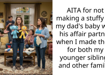 AITA for not making a stuffy for my dad’s baby with his affair partner when I made them for both my younger siblings and other family?