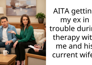 AITA getting my ex in trouble during therapy with me and his current wife?