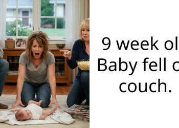 9 week old Baby fell off couch.