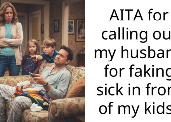 AITA for calling out my husband for faking sick in front of my kids?
