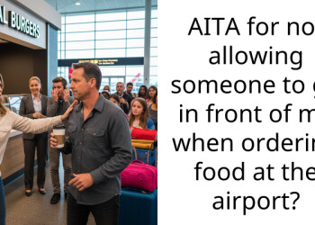 AITA for not allowing someone to go in front of me when ordering food at the airport?